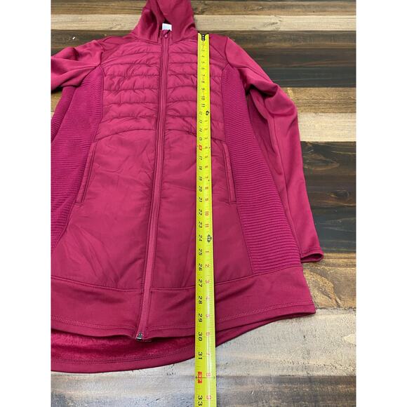 Tek Gear Quilted Long Mixed Media Jacket Midweight Full Zip Hooded Size M - Picture 10 of 12